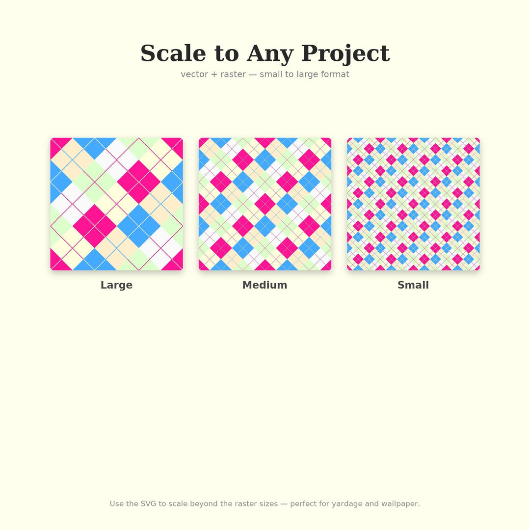 Bubblegum Argyle Seamless Pattern | Multi-Color Bubblegum Pop Argyle | .png .jpg .svg .pdf .pat | Digital Paper | Fabric & Surface Design