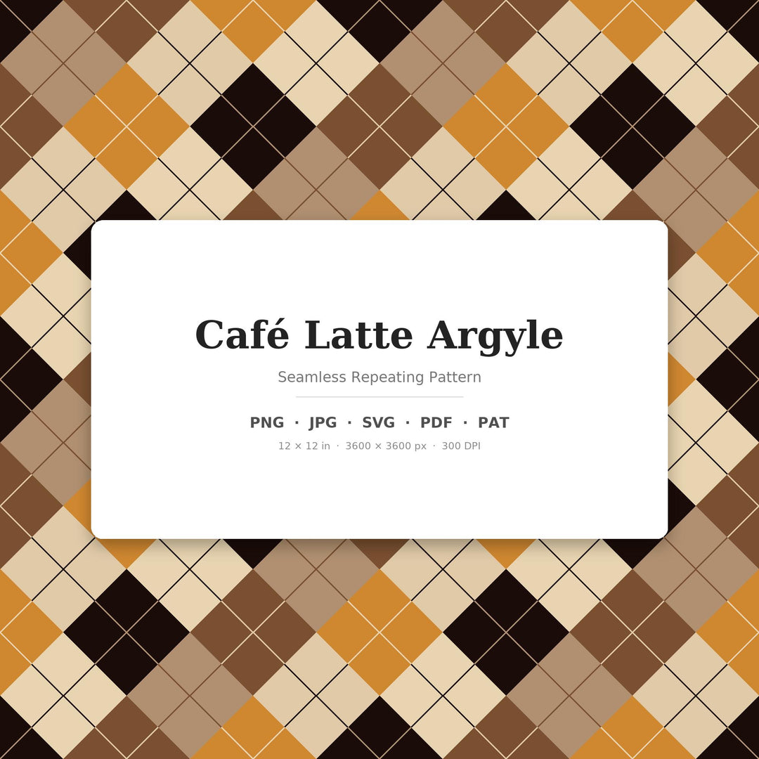 Café Argyle Seamless Pattern | Multi-Color Café Latte Argyle | .png .jpg .svg .pdf .pat | Digital Paper | Fabric & Surface Design