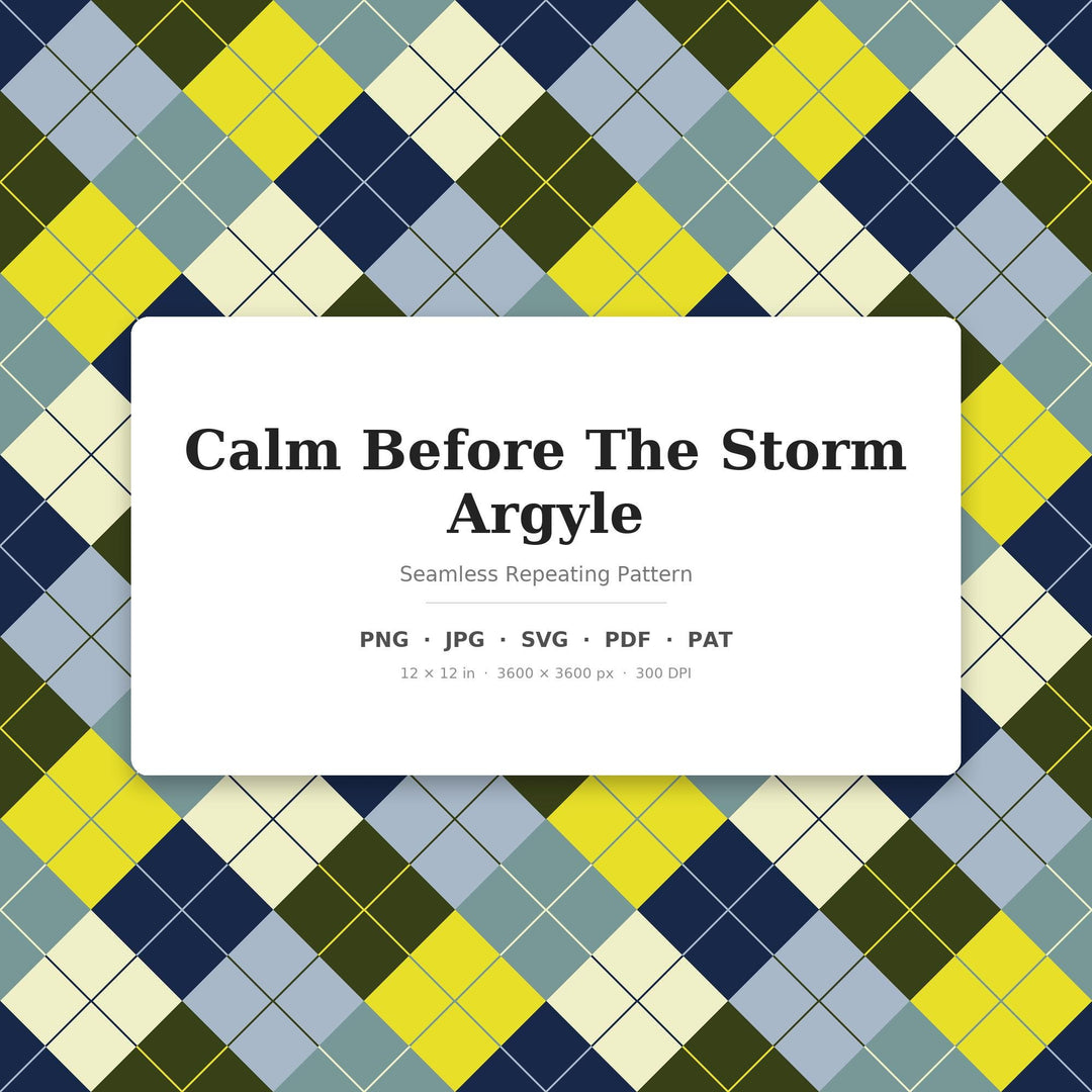 Calm Before The Storm Argyle Seamless Pattern | Multi-Color Fabric Design (Digital Download)
