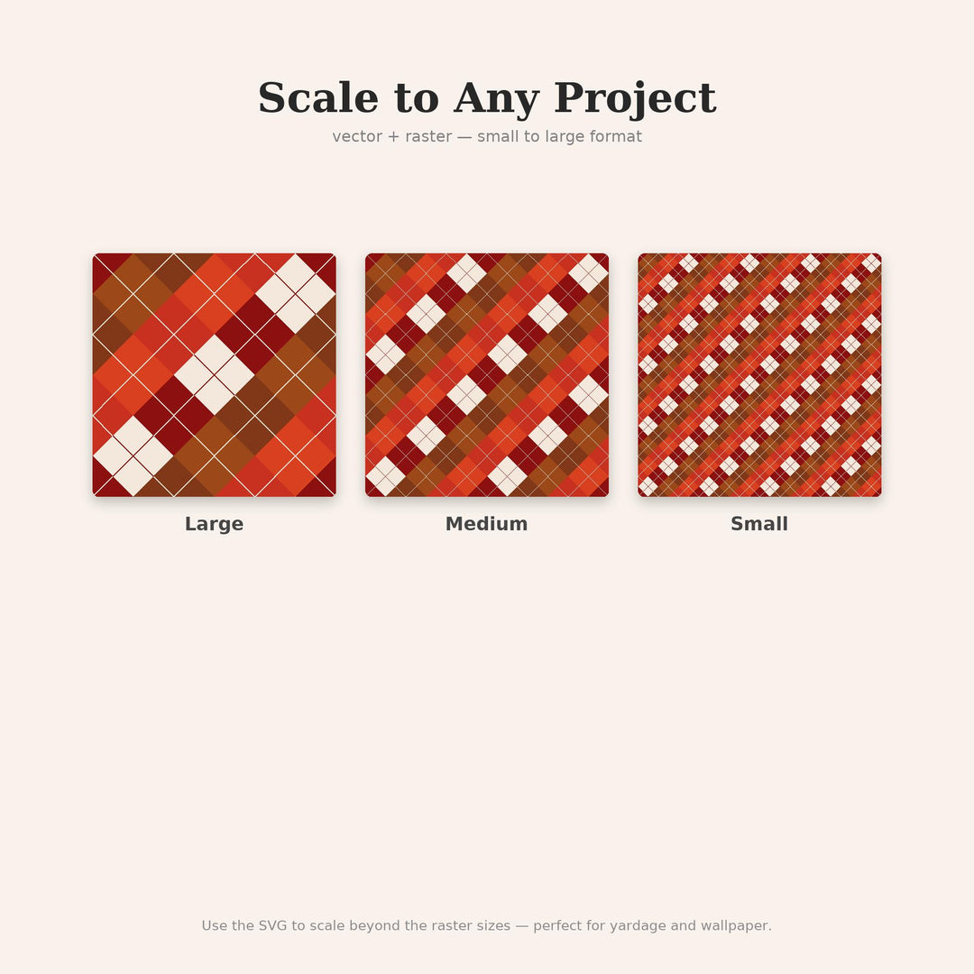 Carnelian Argyle Seamless Pattern | Multi-Color Fabric Design (Digital Download)
