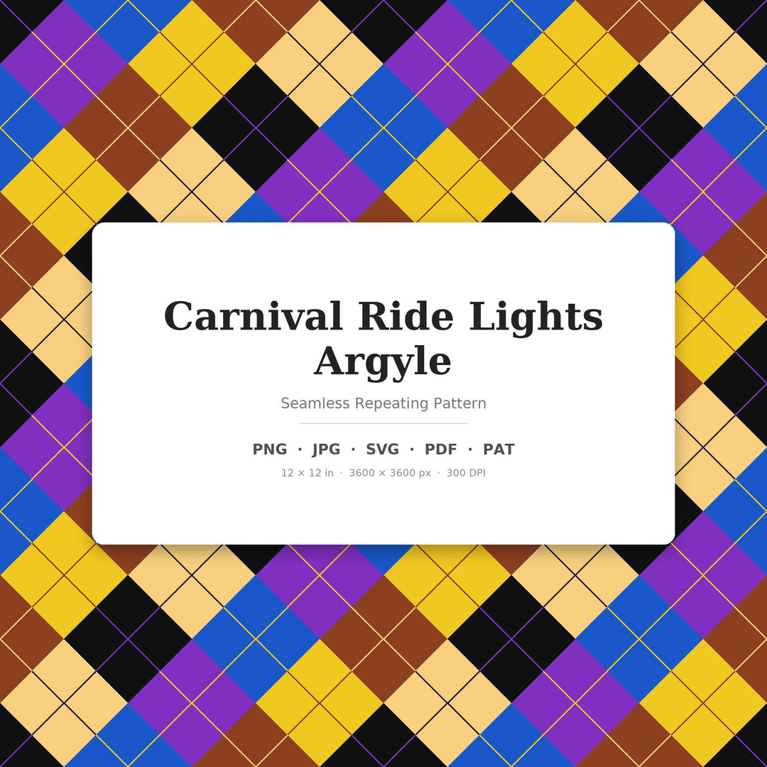 Carnival Argyle Seamless Pattern | Multi-Color Carnival Ride Lights Argyle | .png .jpg .svg .pdf .pat | Digital Paper