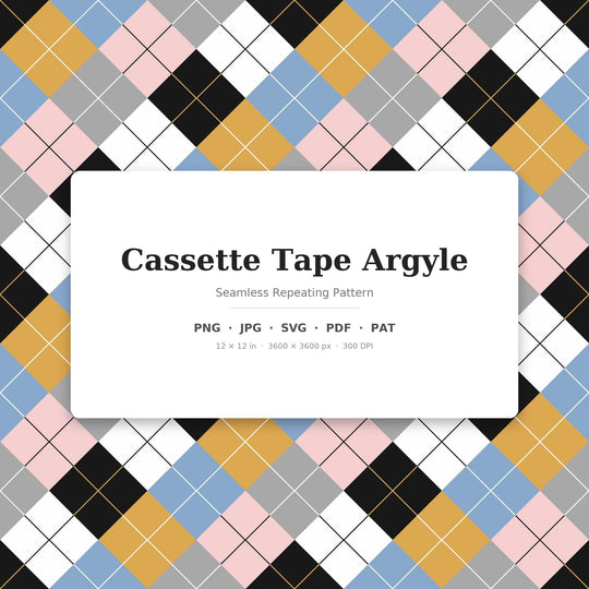 Cassette Tape Argyle seamless pattern set — main preview