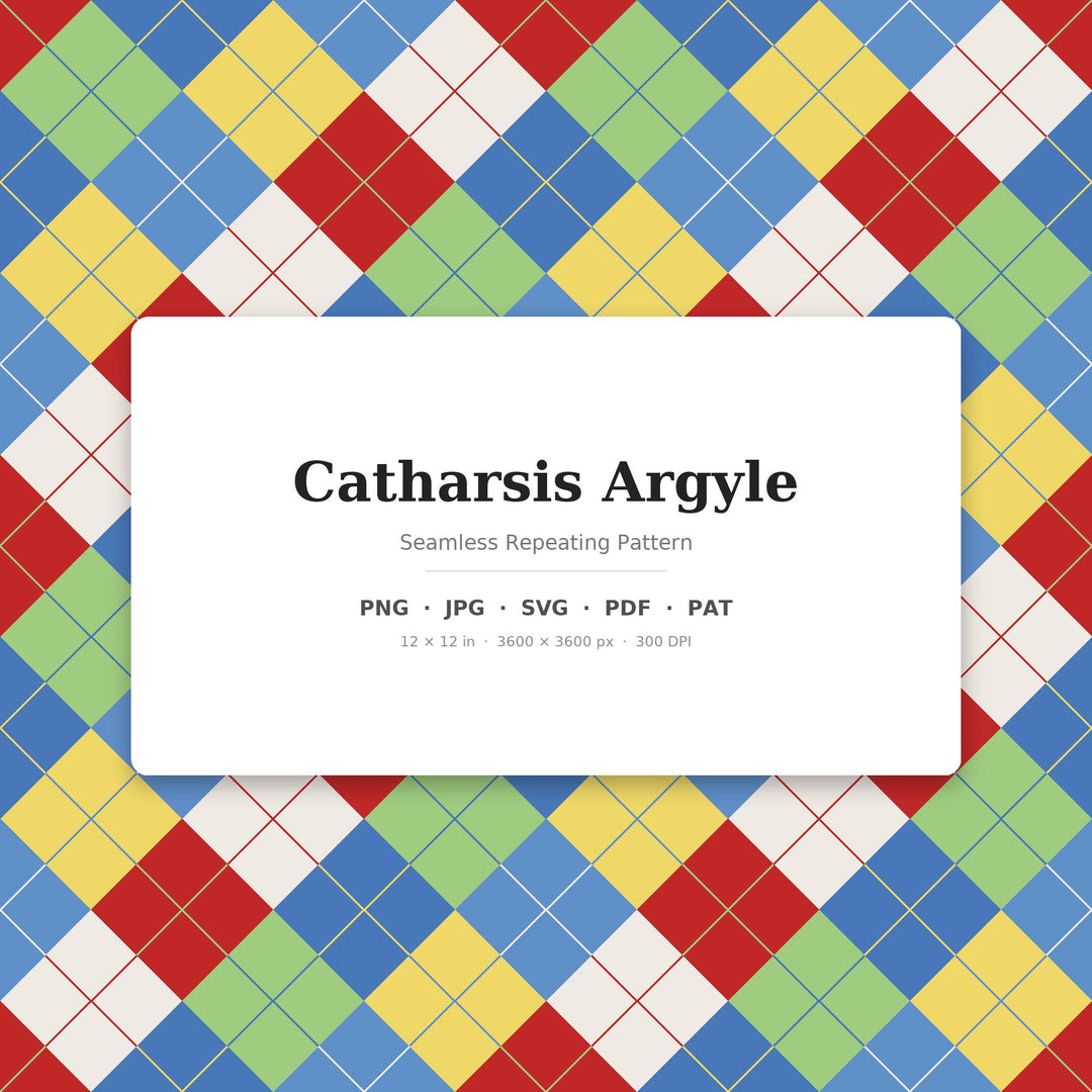 Catharsis Argyle Seamless Pattern | Multi-Color Fabric & Surface Design (Digital Download)