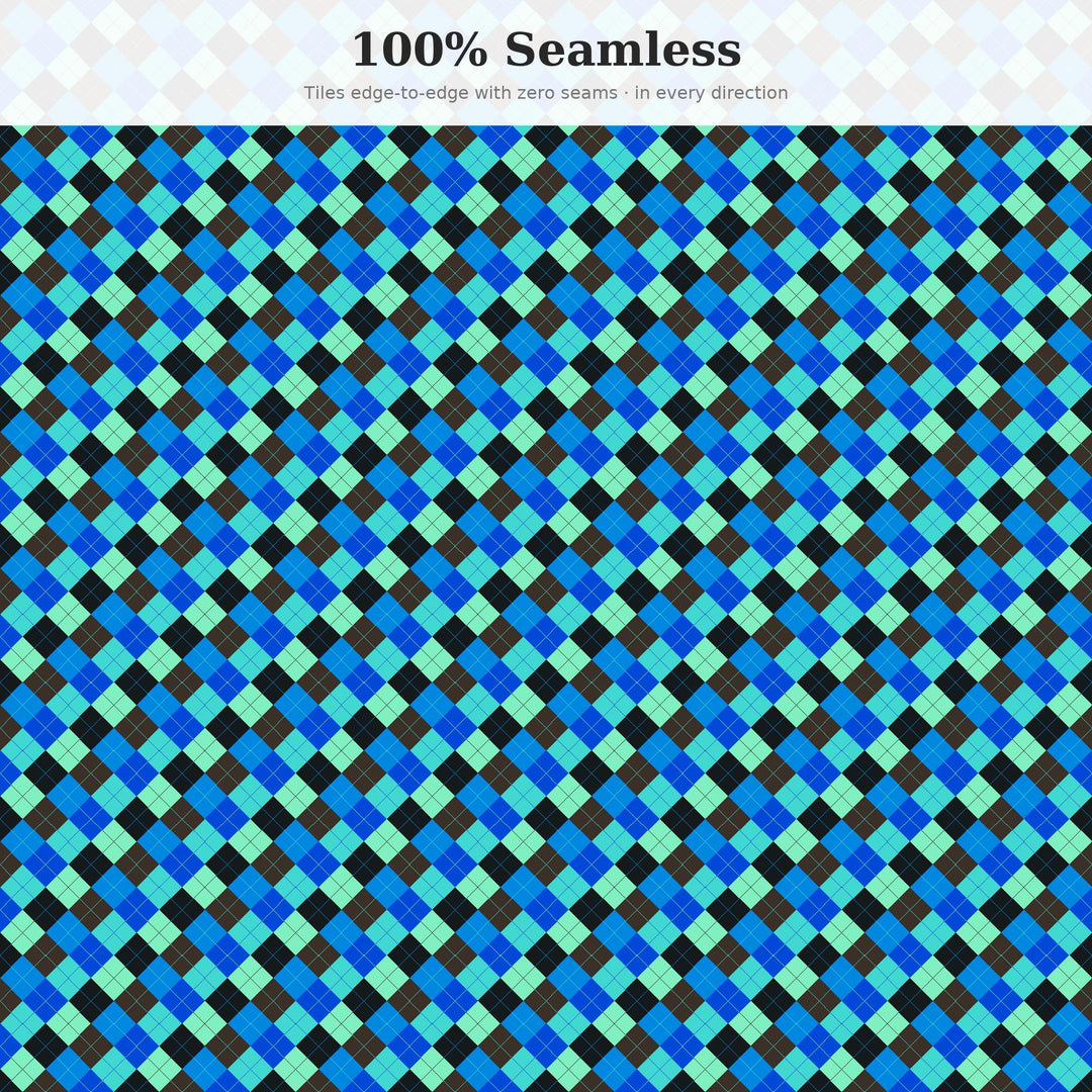 Cave Bioluminescence Argyle Seamless Pattern (Digital Download)