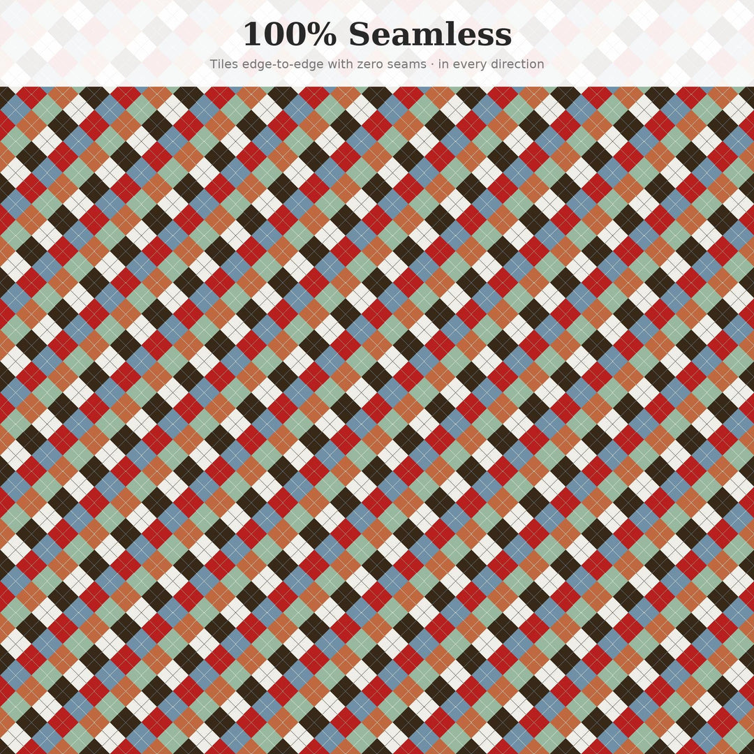 Ceramic Argyle Seamless Pattern | Multi-Color Glaze Collection (Digital Download)