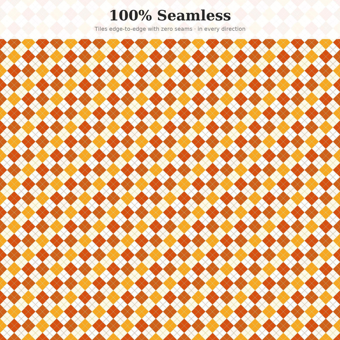 Clementine Argyle Seamless Pattern | Multi-Color Fabric Design (Digital Download)