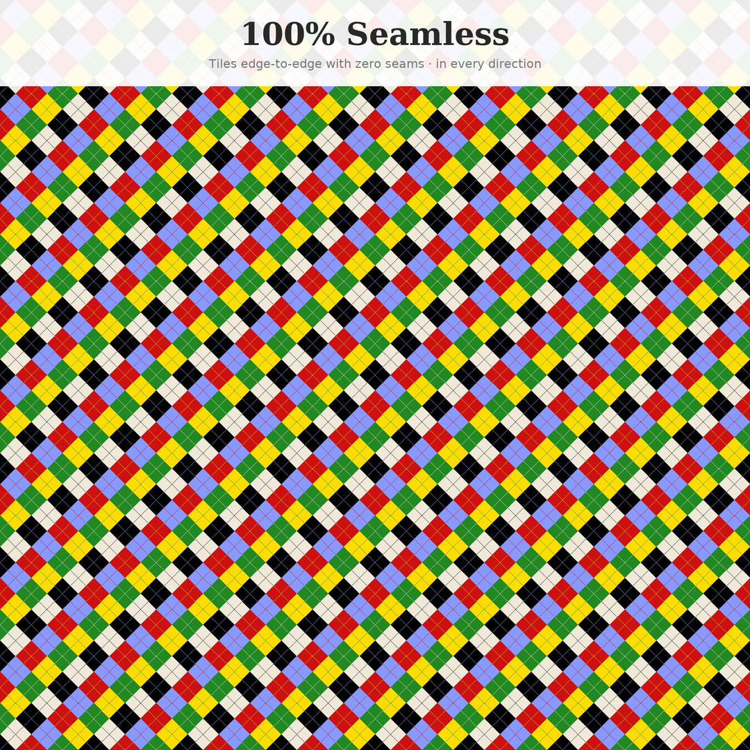 Comic Argyle Seamless Pattern | Multi-Color Comic Book Argyle | .png .jpg .svg .pdf .pat | Digital Paper | Fabric & Surface Design