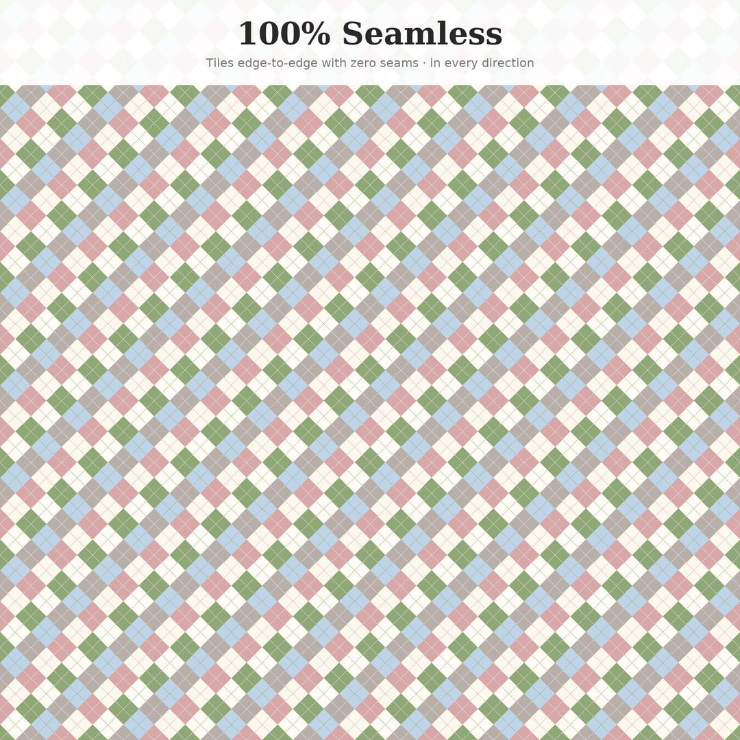 Content Argyle Seamless Pattern | Multi-Color Content Argyle | .png .jpg .svg .pdf .pat | Digital Paper | Fabric & Surface Design
