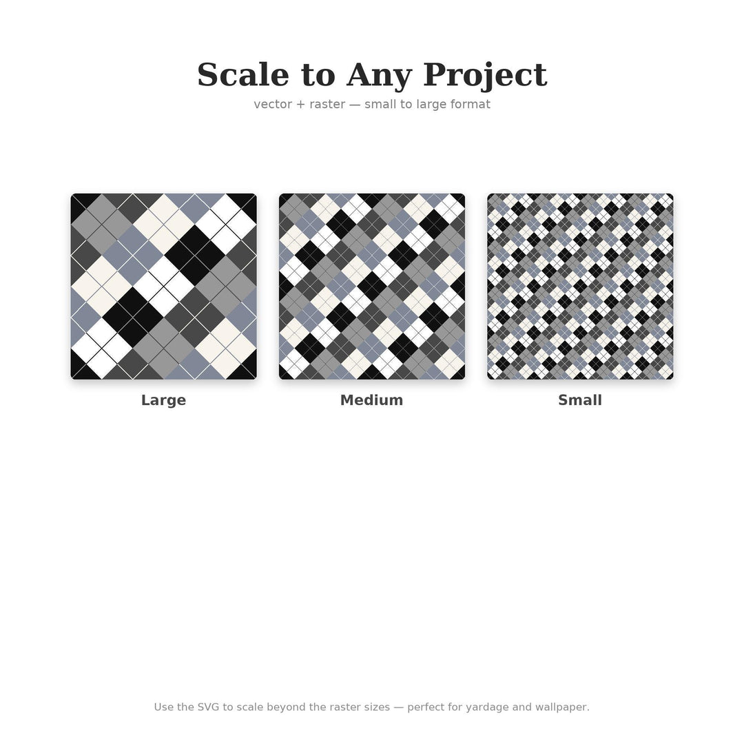 Copenhagen Grey Argyle Seamless Pattern | Fabric, Surface Design (Digital Download)