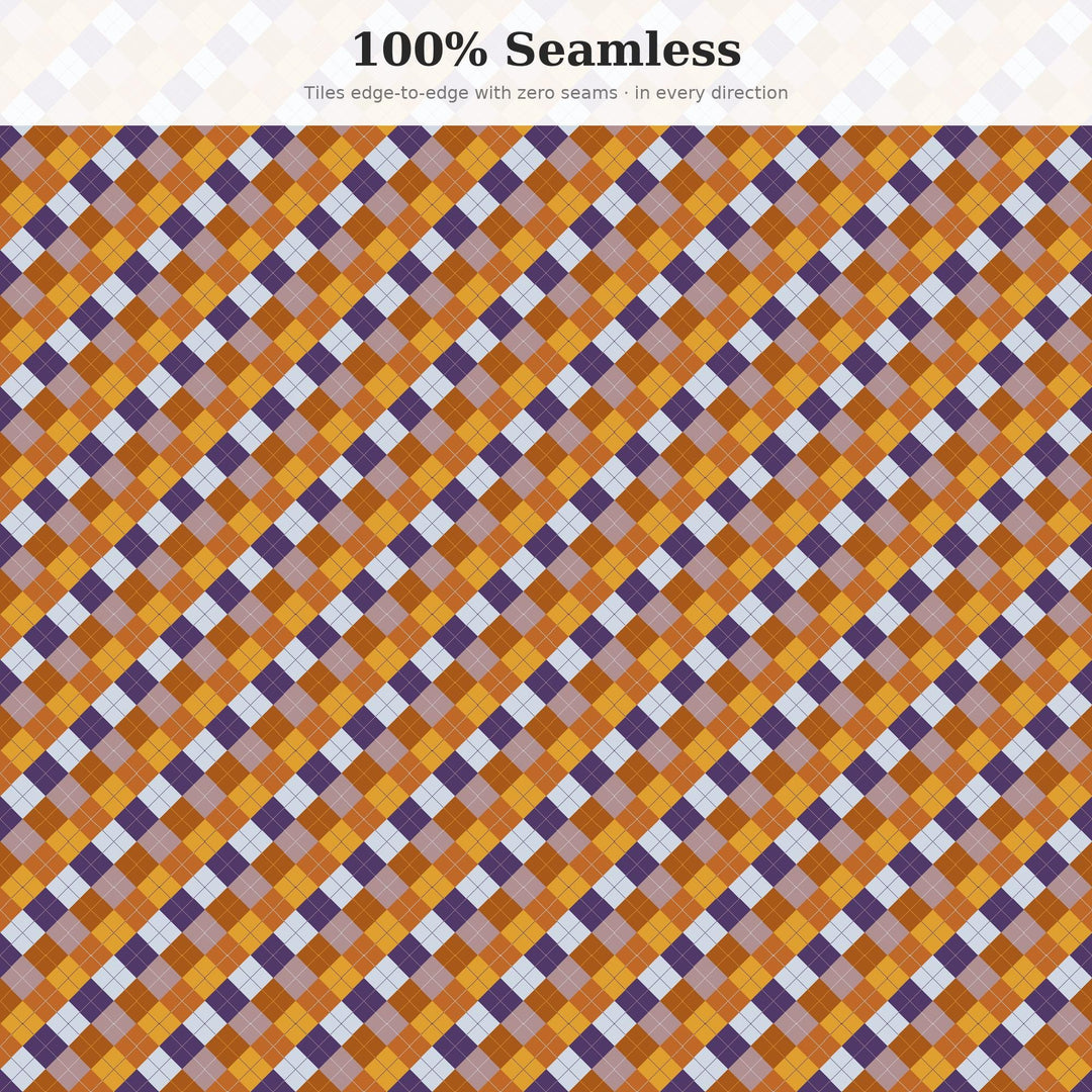 Cozy Melancholy Argyle Seamless Pattern | Fabric, Surface Design (Digital Download)