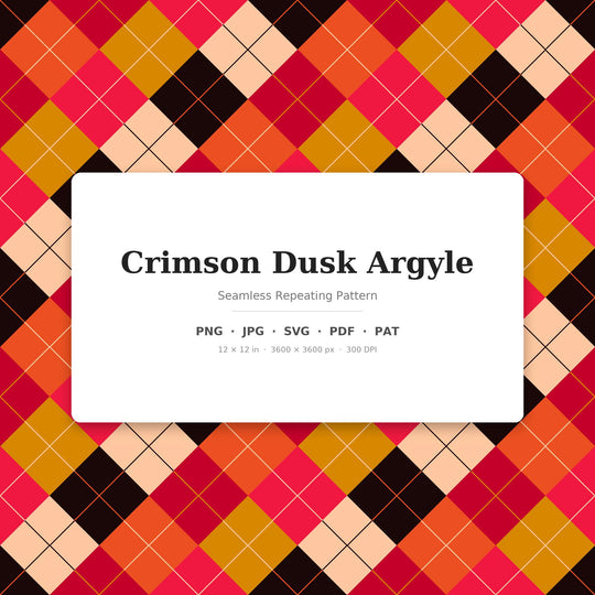 Crimson Dusk Argyle seamless pattern set — main preview