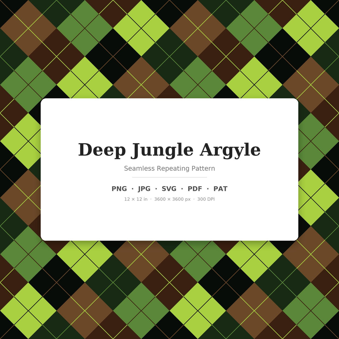 Deep Jungle Argyle Seamless Pattern | Multi-Color Fabric Design (Digital Download)