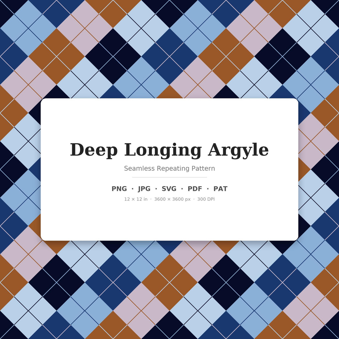 Deep Longing Argyle Seamless Pattern | Multi-Color Fabric Design (Digital Download)