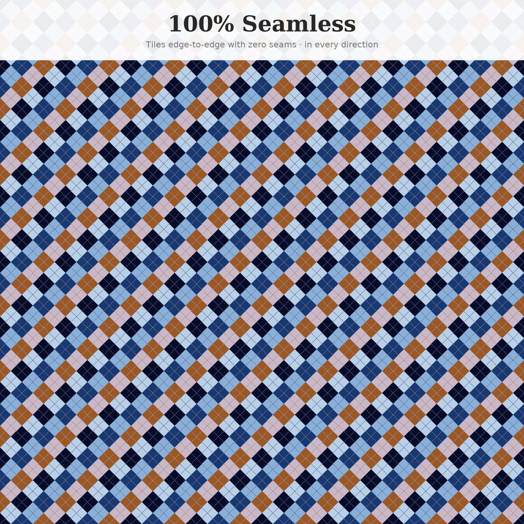Deep Longing Argyle Seamless Pattern | Multi-Color Fabric Design (Digital Download)