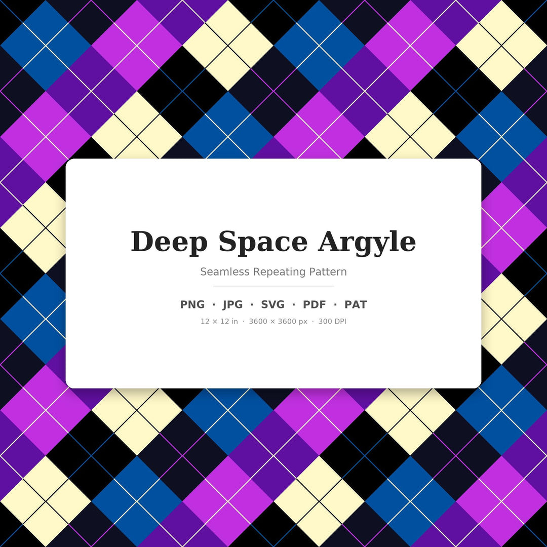 Deep Space Argyle Seamless Pattern | Multi-Color Fabric Design (Digital Download)