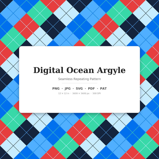 Digital Ocean Argyle seamless pattern set — main preview