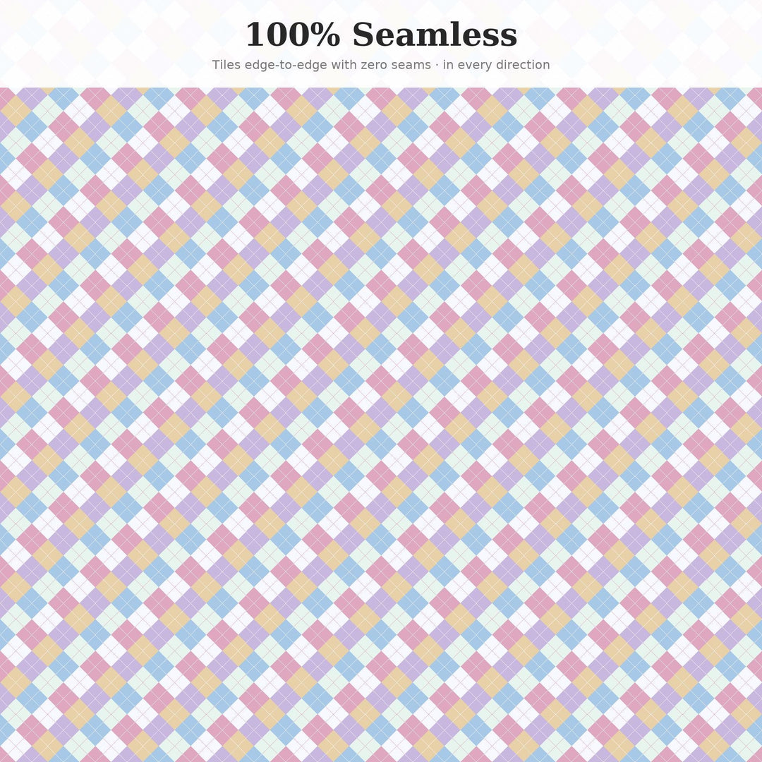 Dream Argyle Seamless Pattern | Multi-Color Dream Pop Argyle | .png .jpg .svg .pdf .pat | Digital Paper | Fabric & Surface Design