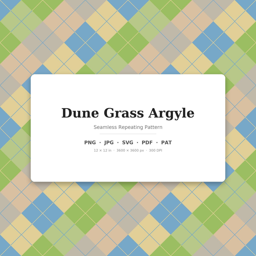 Dune Grass Argyle Seamless Pattern | Multi-Color Fabric Surface Design (Digital Download)