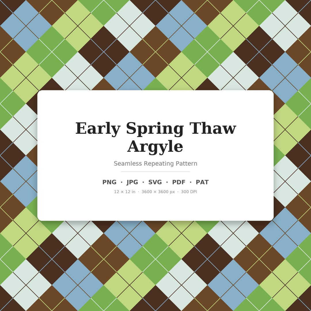 Early Argyle Seamless Pattern | Multi-Color Early Spring Thaw Argyle | .png .jpg .svg .pdf .pat | Digital Paper | Fabric & Surface Design