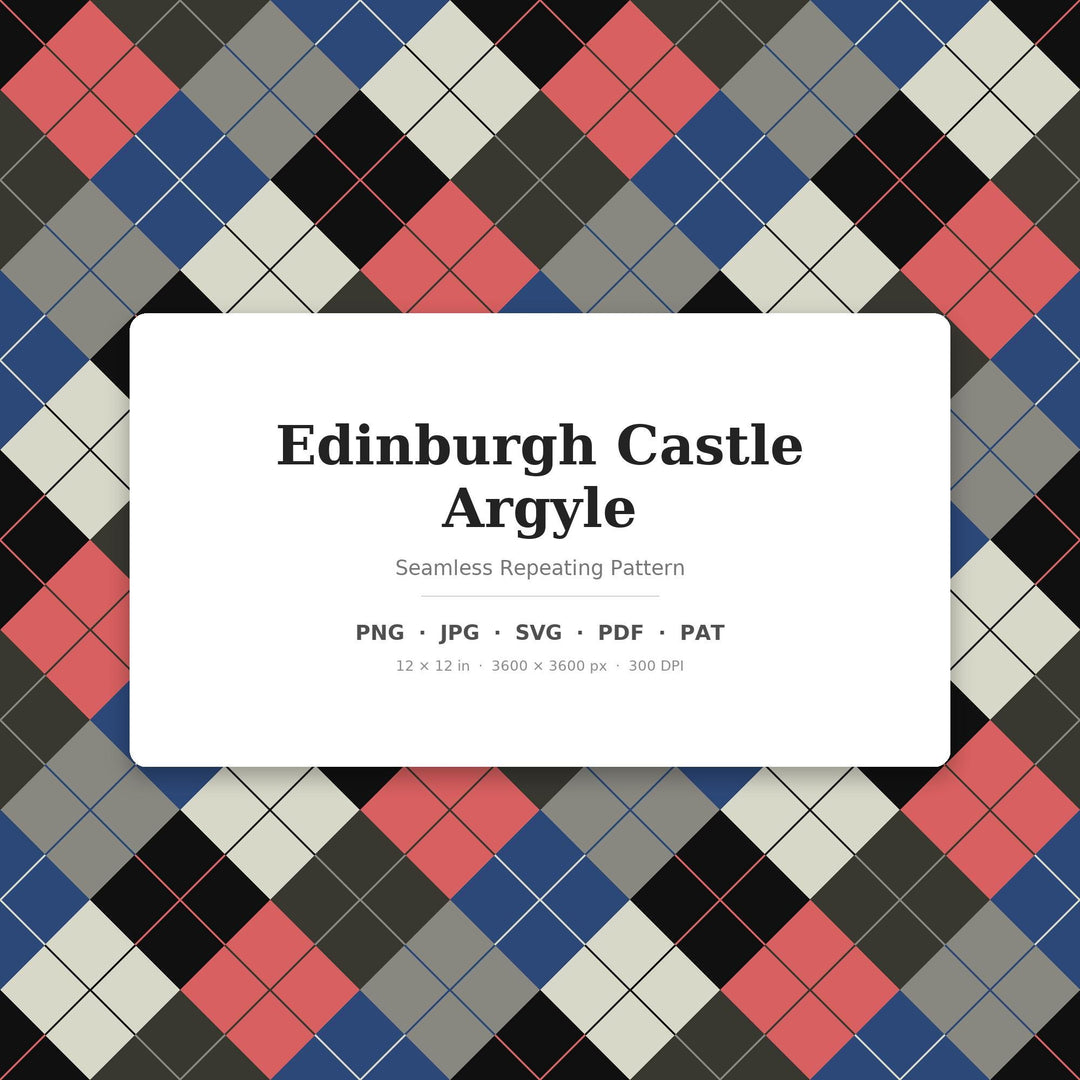 Edinburgh Castle Argyle Seamless Pattern | Multi-Color Fabric Design (Digital Download)