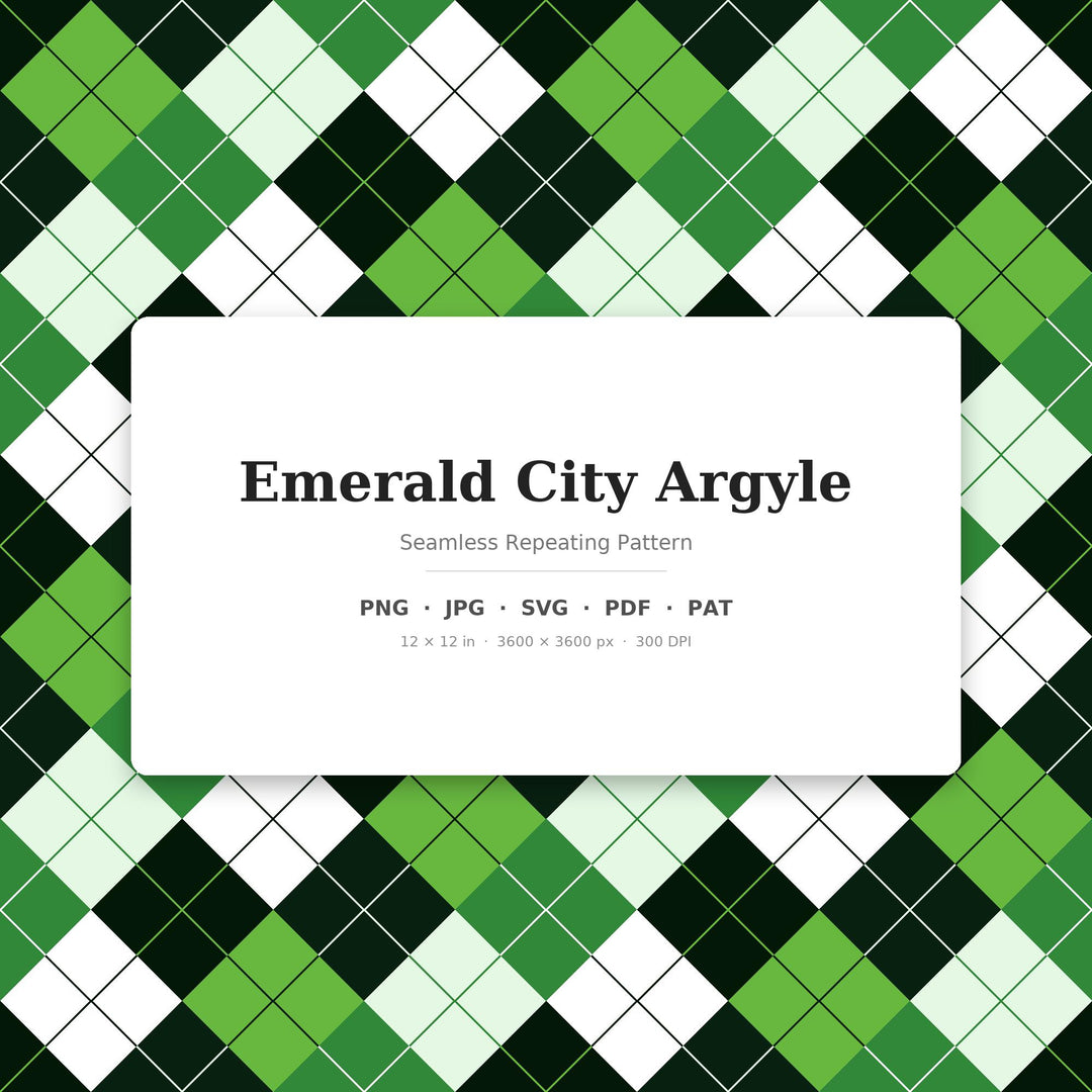 Emerald City Argyle Seamless Pattern | Multi-Color Digital Paper (Digital Download)