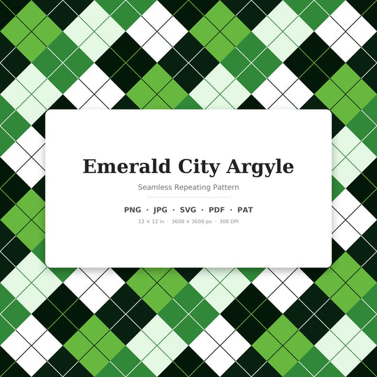 Emerald City Argyle seamless pattern set — main preview