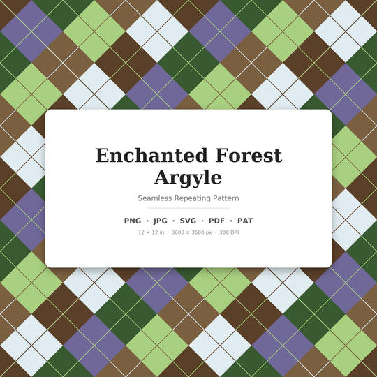 Enchanted Forest Argyle seamless pattern set — main preview