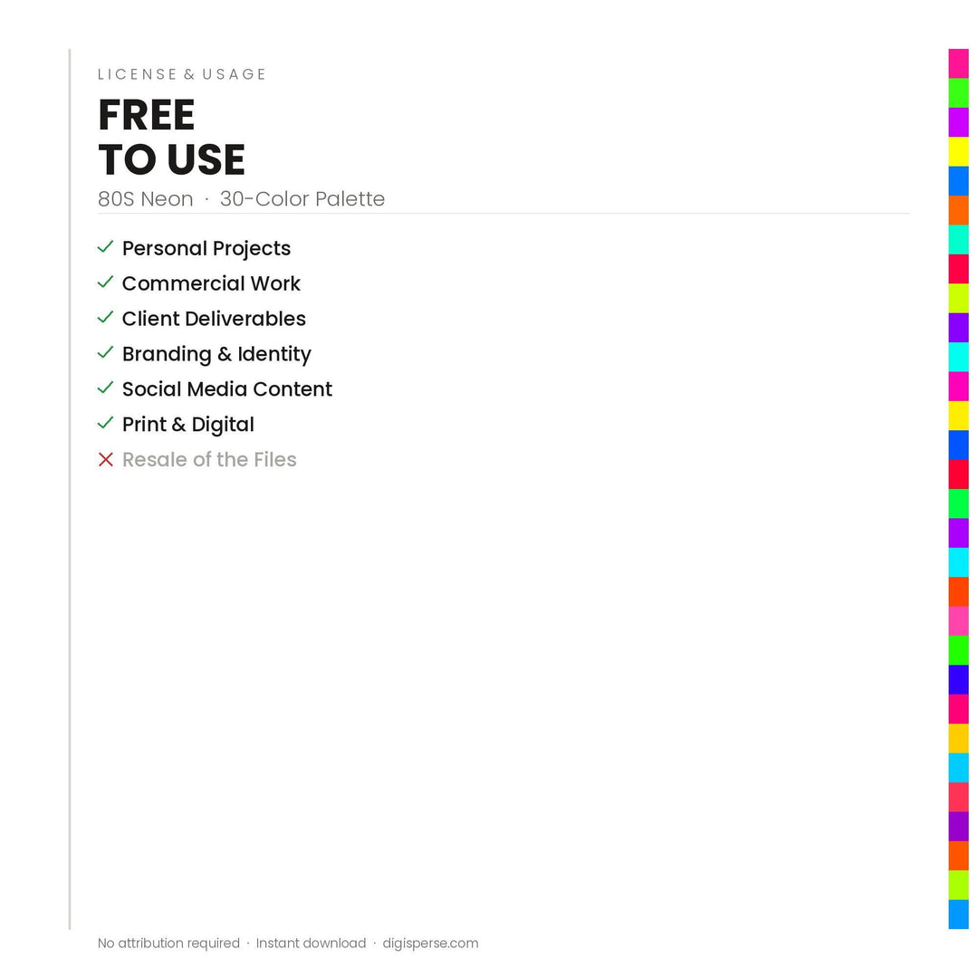 80s Neon Color Palette | 30 Colors | Hex RGB CMYK | Color Guide | Procreate Swatches + ASE | Digital Download