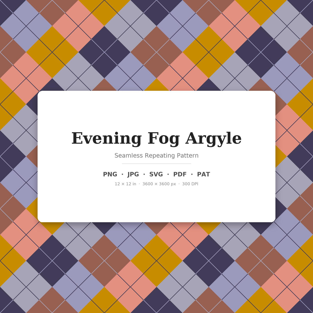 Evening Argyle Seamless Pattern | Multi-Color Evening Fog Argyle | .png .jpg .svg .pdf .pat | Digital Paper | Fabric & Surface Design
