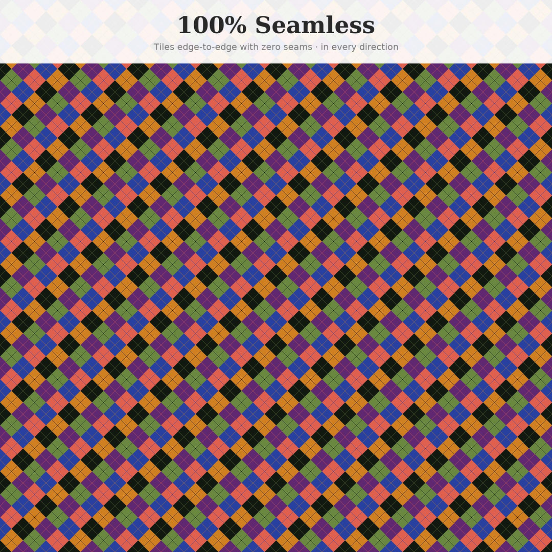 Everglades Argyle Seamless Pattern | Multi-Color Everglades Dusk Argyle | .png .jpg .svg .pdf .pat | Digital Paper | Fabric & Surface Design