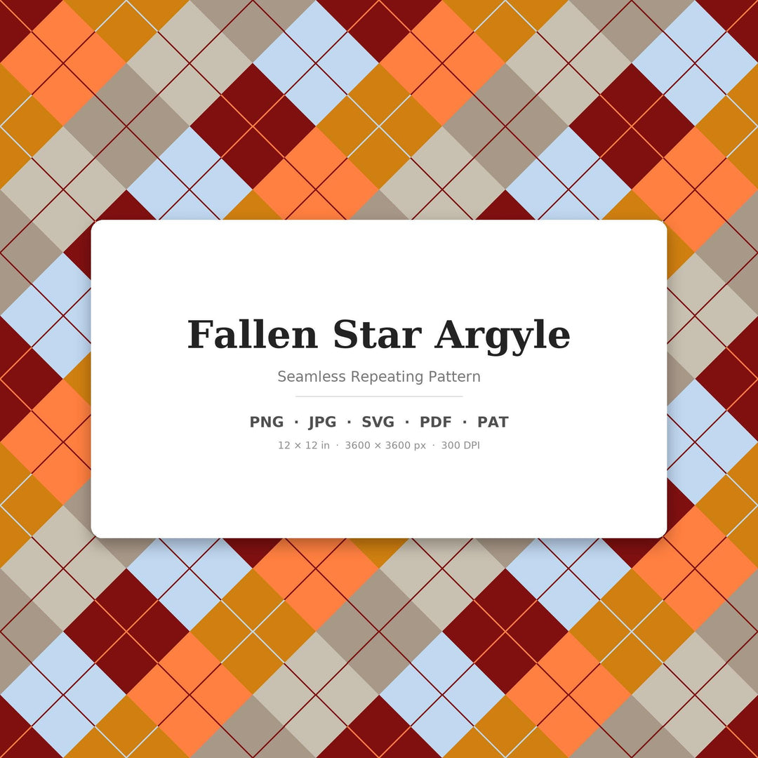 Fallen Argyle Seamless Pattern | Multi-Color Fallen Star Argyle | .png .jpg .svg .pdf .pat | Digital Paper | Fabric & Surface Design