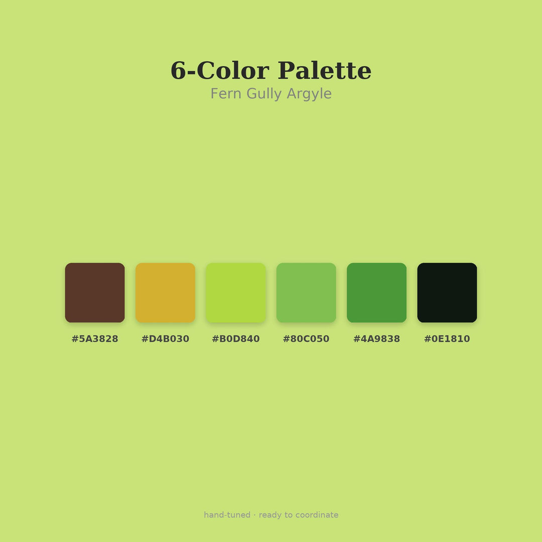 Fern Gully Argyle Seamless Pattern | Multi-Color Fabric Design (Digital Download)
