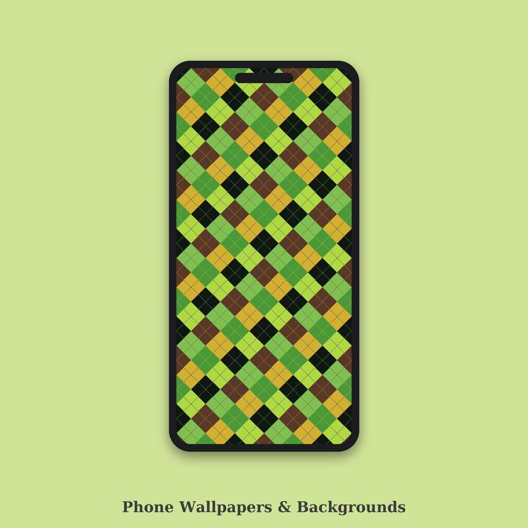 Fern Gully Argyle Seamless Pattern | Multi-Color Fabric Design (Digital Download)