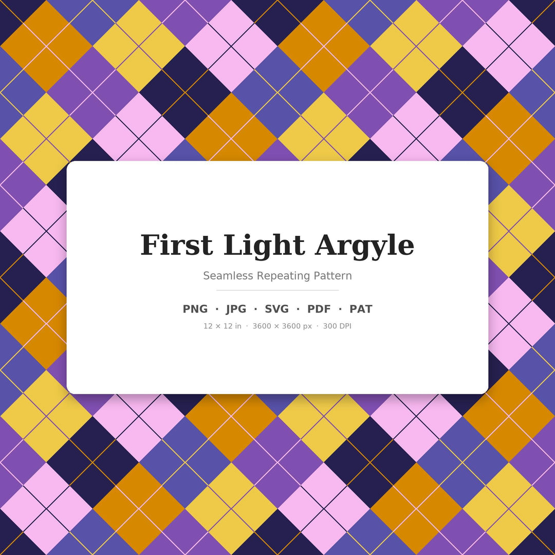 First Argyle Seamless Pattern | Multi-Color First Light Argyle | .png .jpg .svg .pdf .pat | Digital Paper | Fabric & Surface Design
