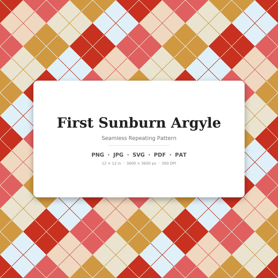 First Argyle Seamless Pattern | Multi-Color First Sunburn Argyle | .png .jpg .svg .pdf .pat | Digital Paper | Fabric & Surface Design