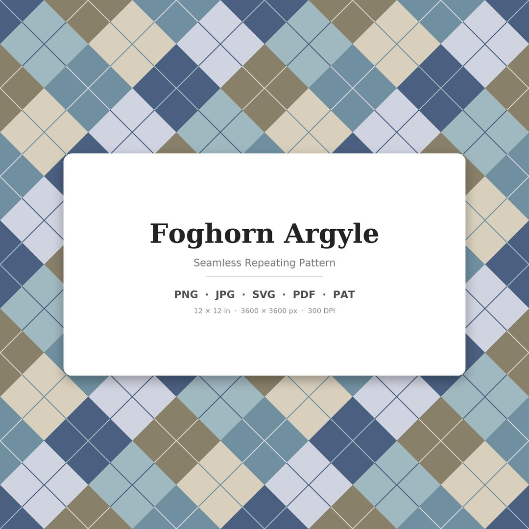 Foghorn Argyle Seamless Pattern | Multi-Color Foghorn Argyle | .png .jpg .svg .pdf .pat | Digital Paper | Fabric & Surface Design