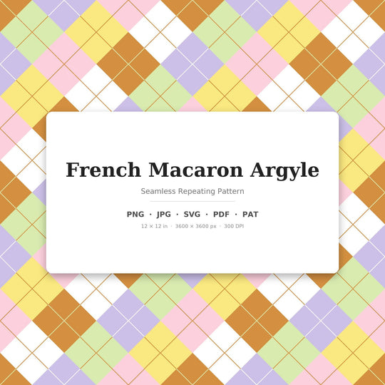 Motif argyle sans couture macarons français | Tissu pastel et conception de surface (téléchargement numérique)