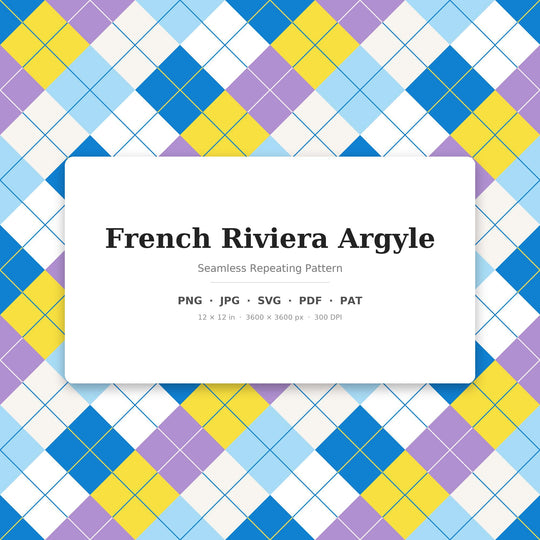Motif argyle sans couture Côte d'Azur | Papier numérique multicolore (Téléchargement numérique)