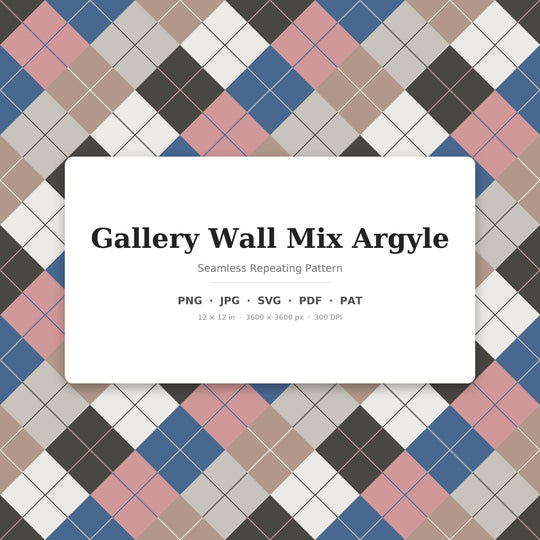Motif sans couture Argyle de la Galerie | Mix Argyle mural multicolore | .png .jpg .svg .pdf .pat | Papier numérique | Design textile et de surface