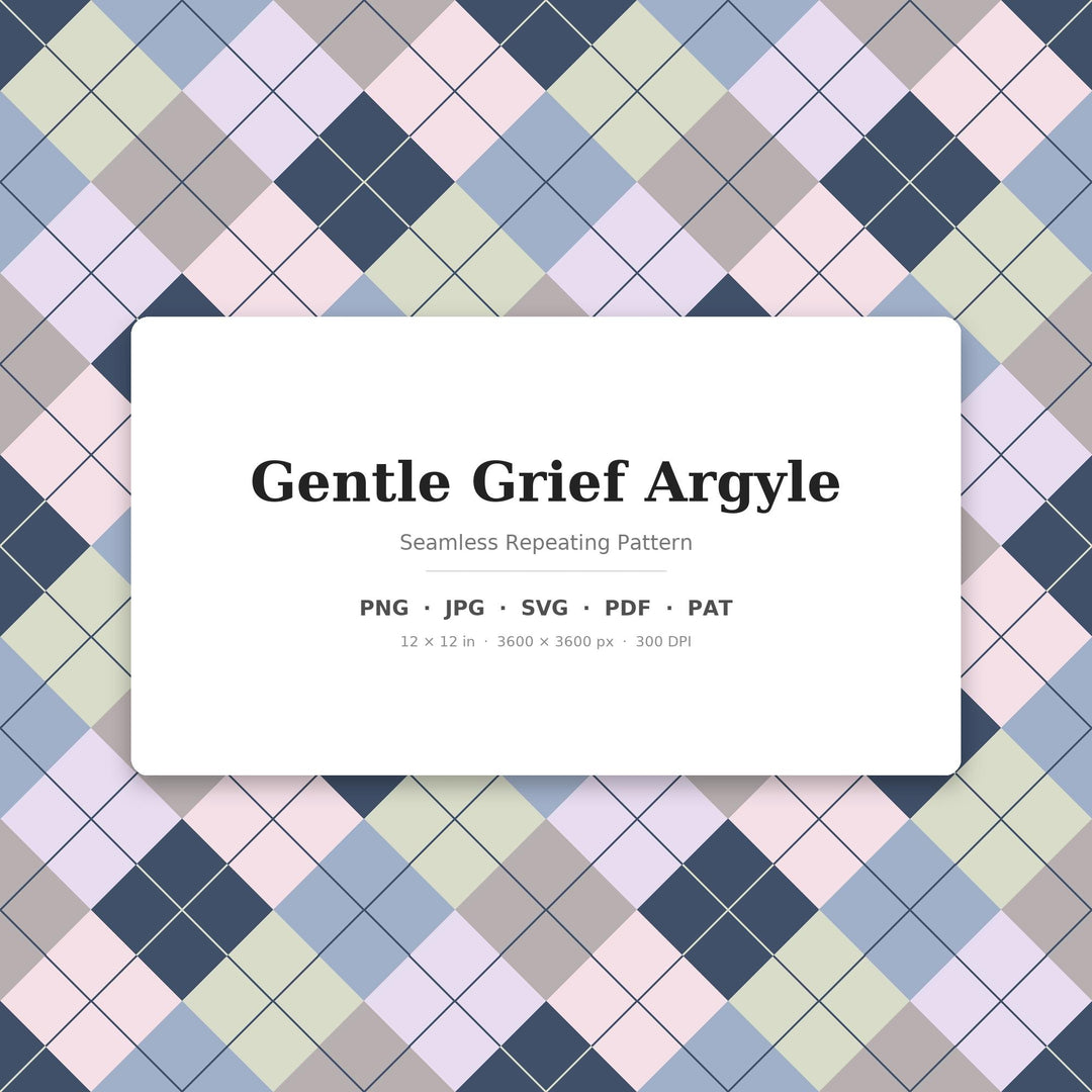 Gentle Argyle Seamless Pattern | Multi-Color Gentle Grief Argyle | .png .jpg .svg .pdf .pat | Digital Paper | Fabric & Surface Design