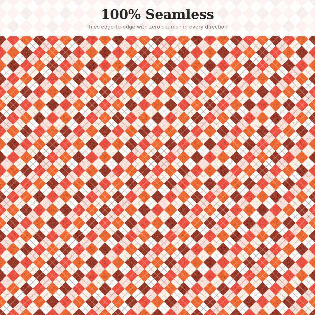 Goji Argyle Seamless Pattern | Multi-Color Goji Berry Argyle | .png .jpg .svg .pdf .pat | Digital Paper | Fabric & Surface Design