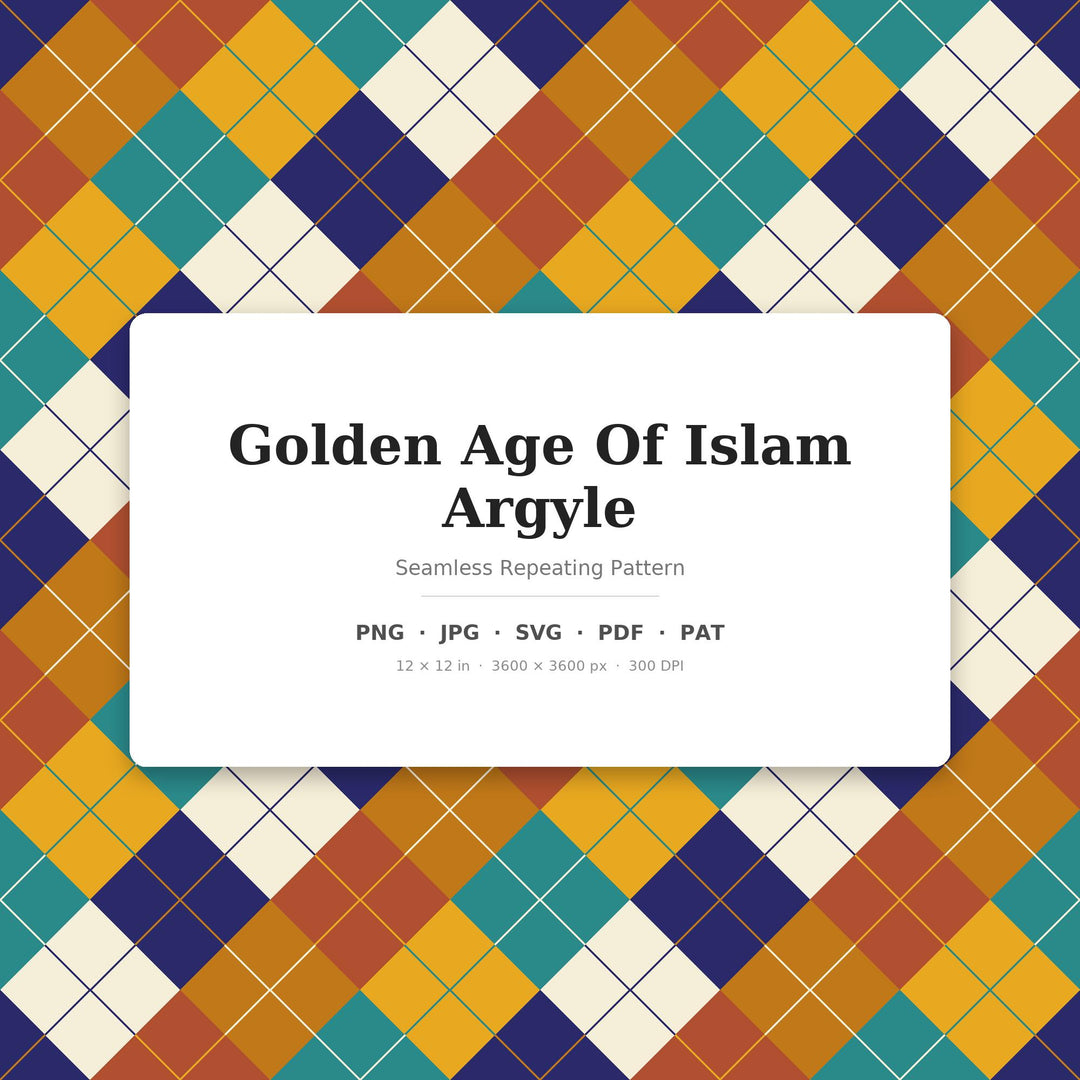 Golden Age Of Islam Argyle Seamless Pattern | Fabric Surface Design (Digital Download)