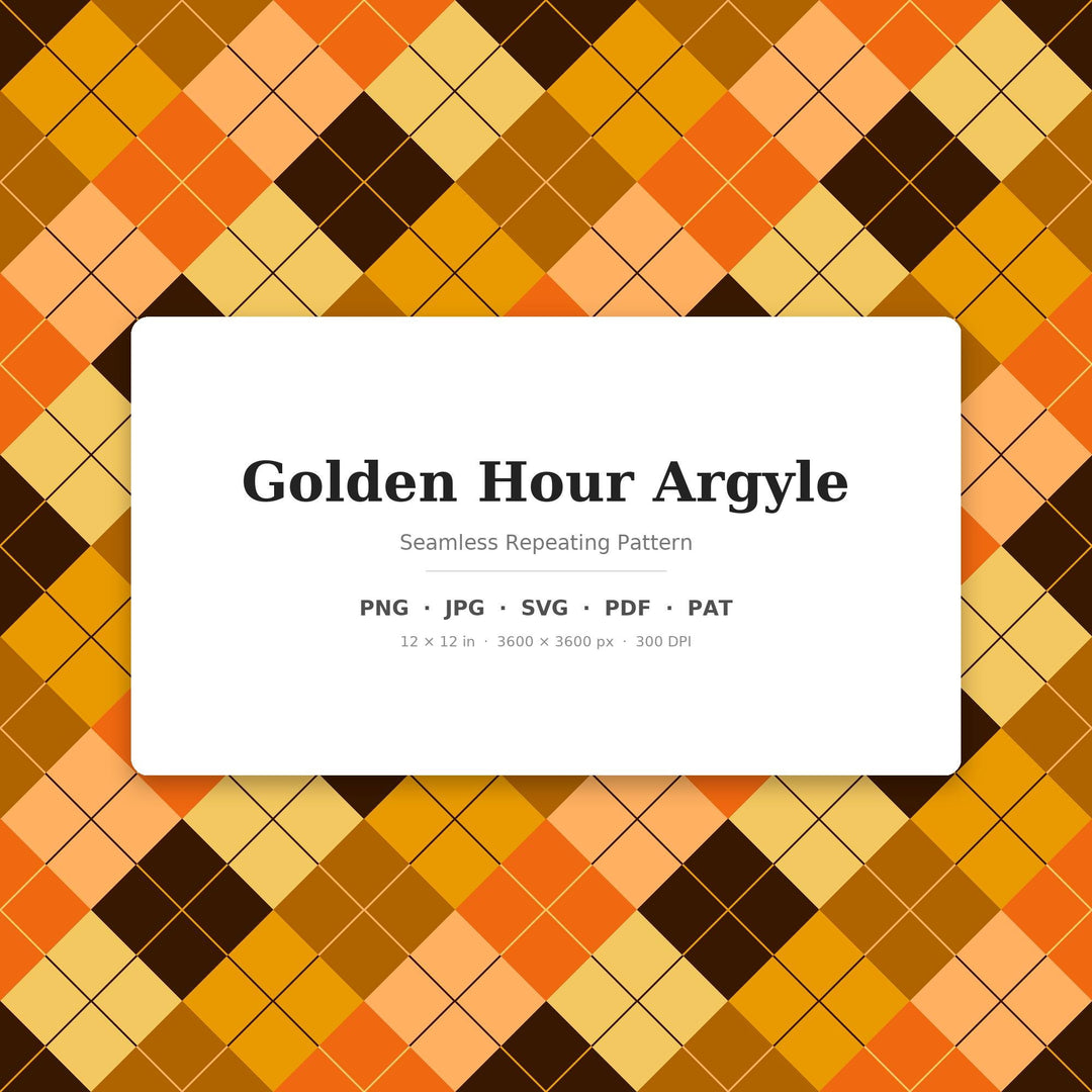 Golden Argyle Seamless Pattern | Multi-Color Golden Hour Argyle | .png .jpg .svg .pdf .pat | Digital Paper | Fabric & Surface Design