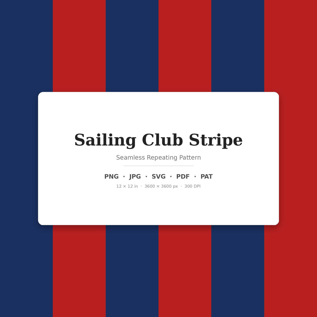 Sailing Club Stripe Seamless Pattern | Nautical Navy Red Digital Download