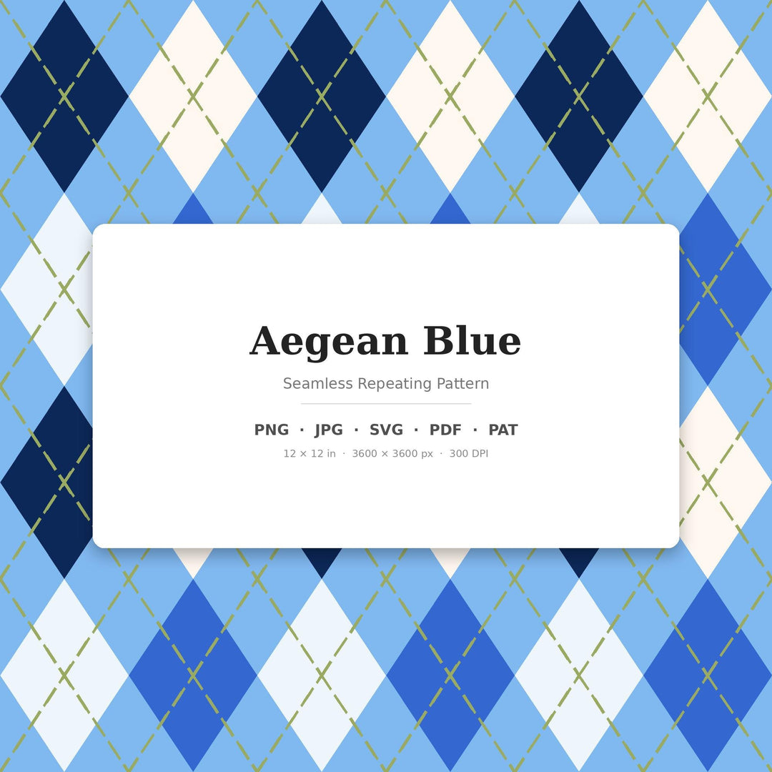 Aegean Classic Argyle Seamless Pattern | Multi-Color Aegean Blue | .png .jpg .svg .pdf .pat | Digital Paper | Fabric & Surface Design