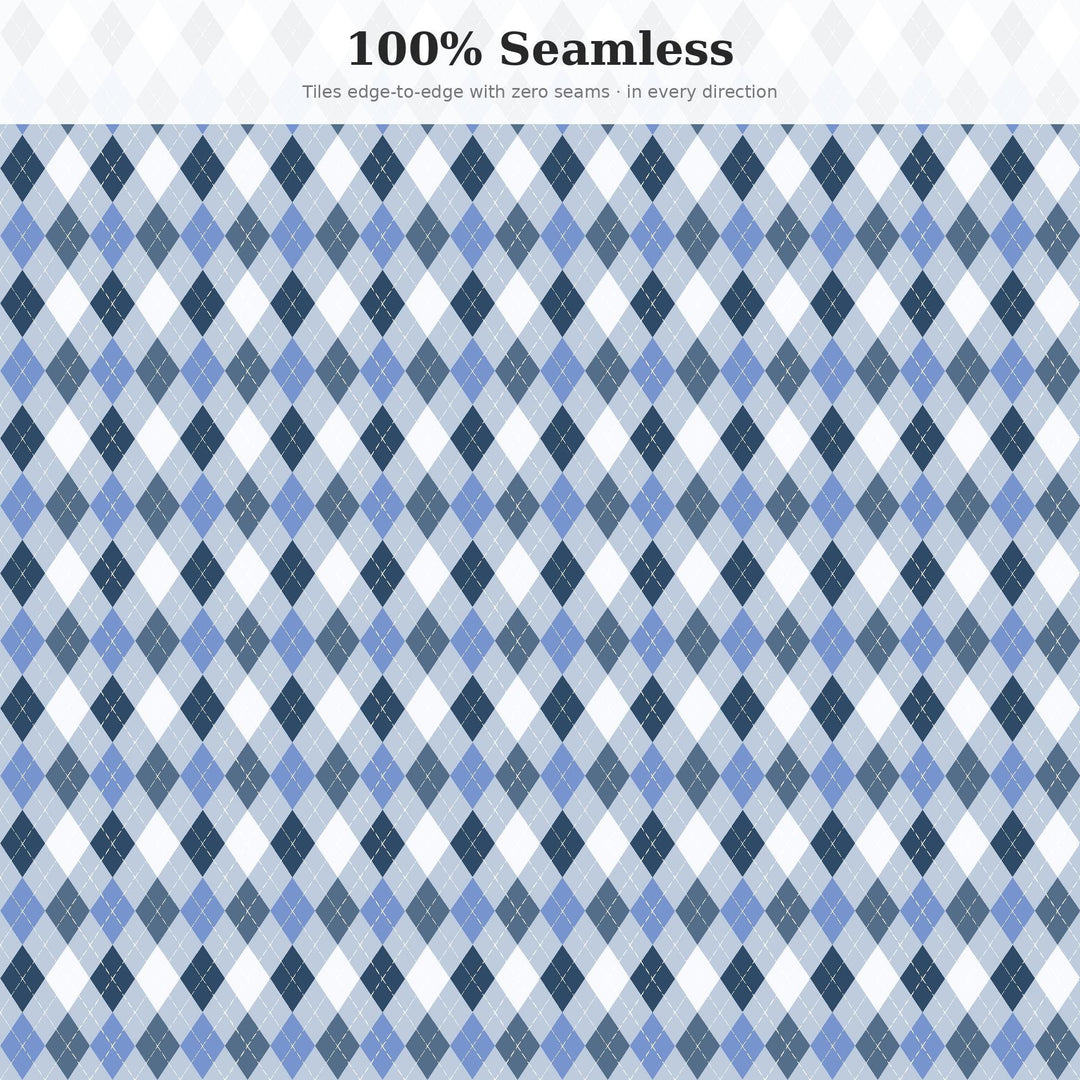 Blizzard Classic Argyle Seamless Pattern | Multi-Color Fabric Design (Digital Download)