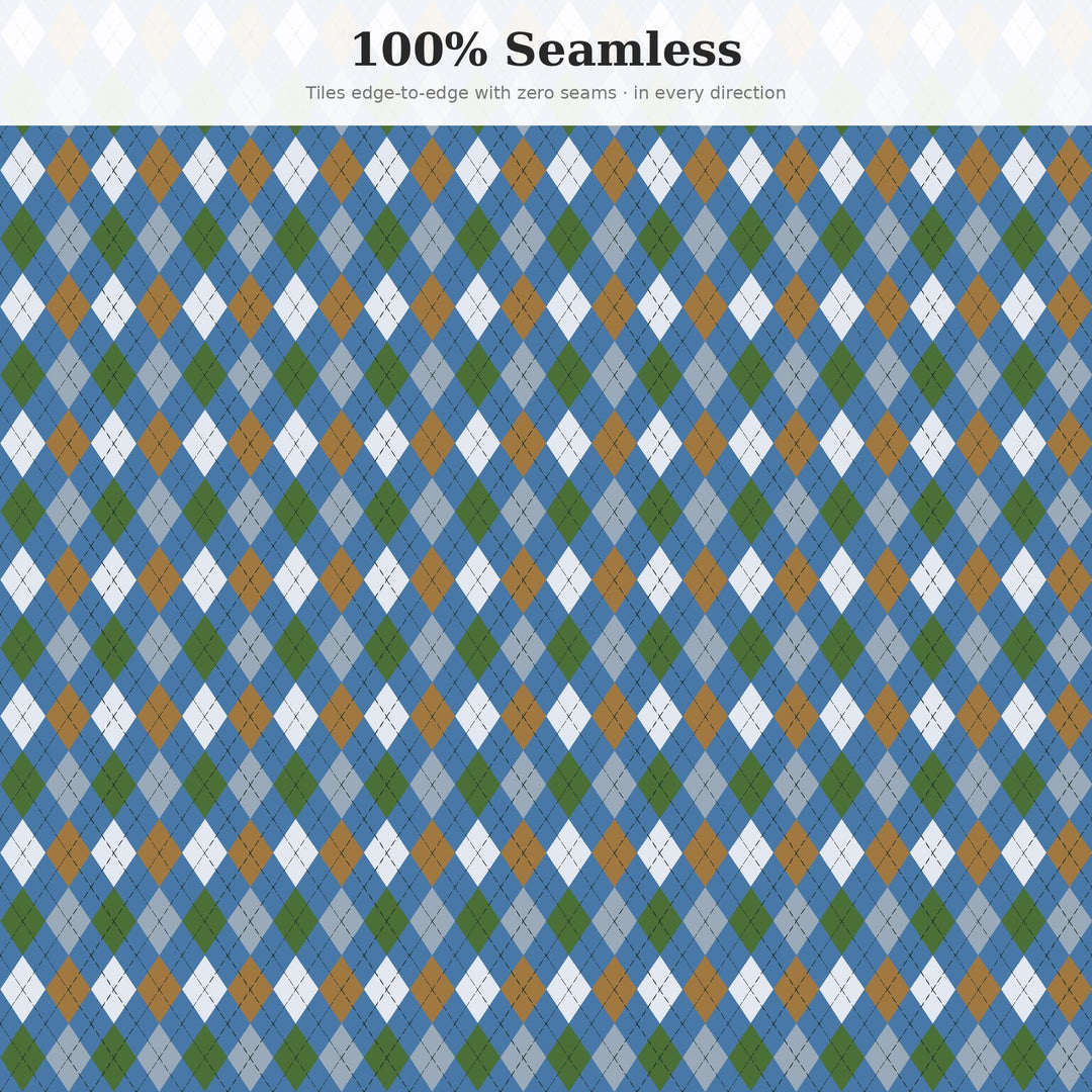 Blue Ridge Mountains Argyle Seamless Pattern | Digital Fabric Design (Digital Download)