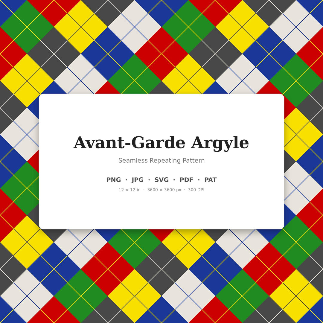 Avant-Garde Argyle Seamless Pattern | Multi-Color Fabric Design (Digital Download)