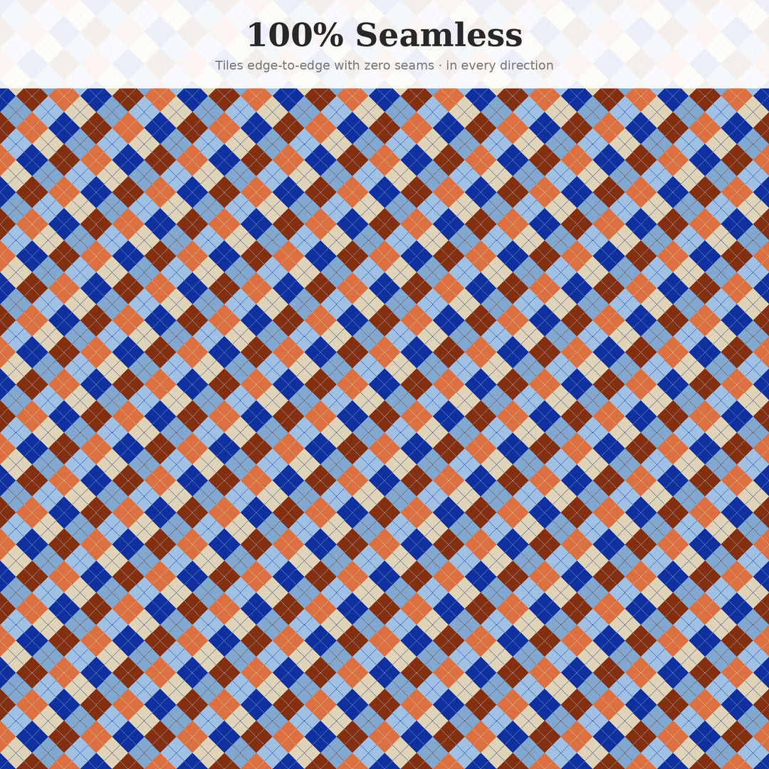Coastal Portugal Argyle Seamless Pattern | Fabric, Surface Design (Digital Download)
