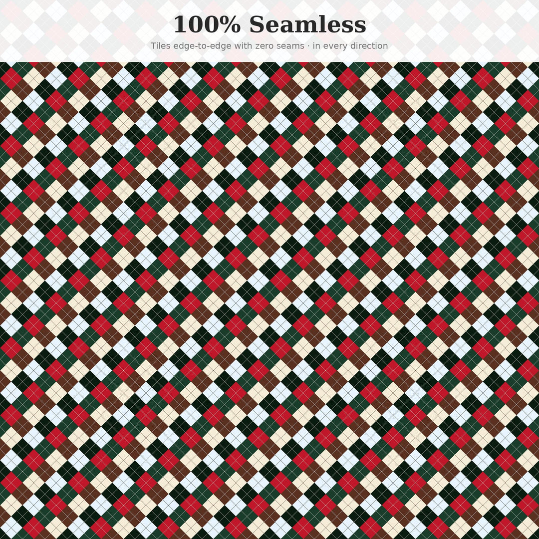 Christmas Tree Farm Argyle Seamless Pattern (Digital Download)